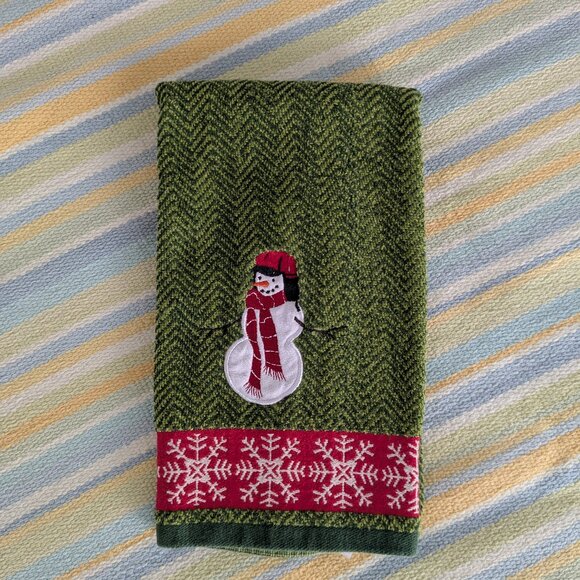 🛍️ BUNDLE ONLY • St. Nicholas Square Snowman ⛄ Holiday Hand Towel - Picture 1 of 7